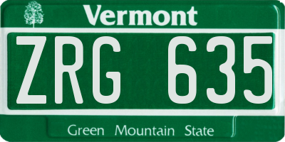 VT license plate ZRG635