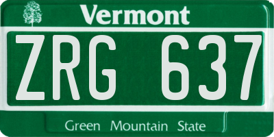 VT license plate ZRG637
