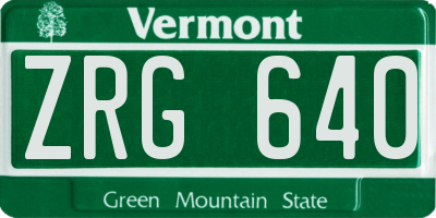 VT license plate ZRG640