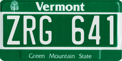 VT license plate ZRG641