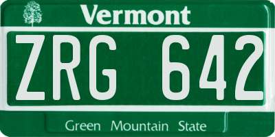 VT license plate ZRG642