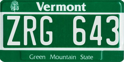VT license plate ZRG643