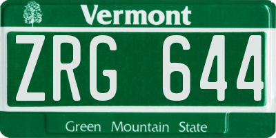 VT license plate ZRG644