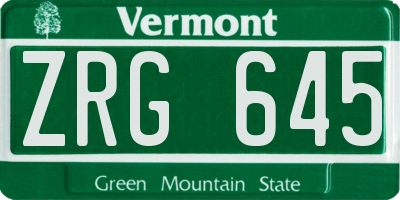 VT license plate ZRG645