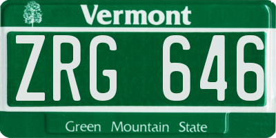VT license plate ZRG646