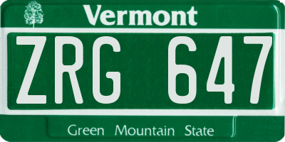 VT license plate ZRG647