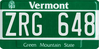 VT license plate ZRG648