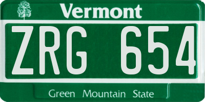 VT license plate ZRG654