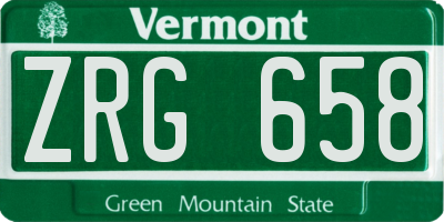 VT license plate ZRG658
