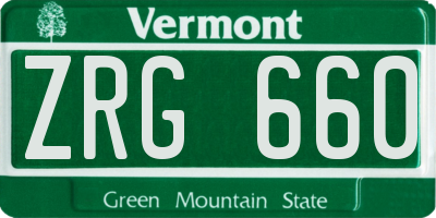 VT license plate ZRG660