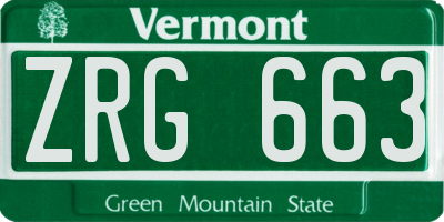 VT license plate ZRG663