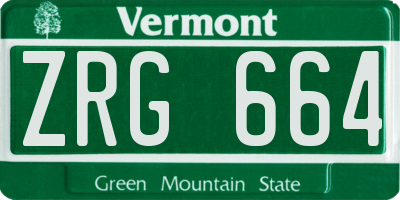 VT license plate ZRG664