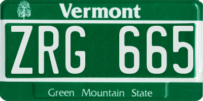 VT license plate ZRG665