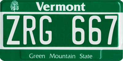 VT license plate ZRG667