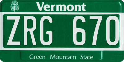 VT license plate ZRG670
