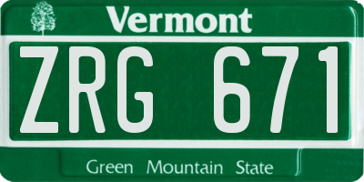 VT license plate ZRG671