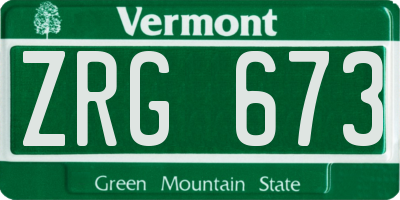 VT license plate ZRG673