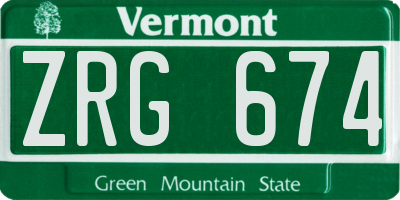 VT license plate ZRG674