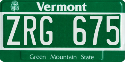 VT license plate ZRG675