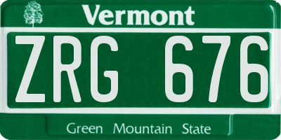 VT license plate ZRG676