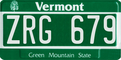 VT license plate ZRG679
