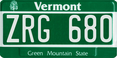 VT license plate ZRG680
