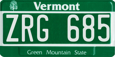 VT license plate ZRG685