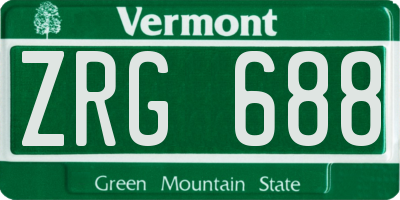 VT license plate ZRG688