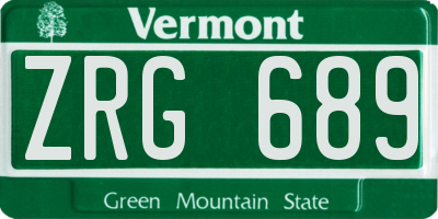 VT license plate ZRG689