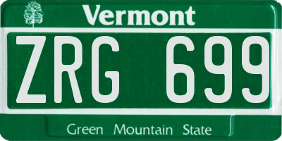 VT license plate ZRG699