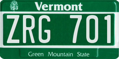 VT license plate ZRG701