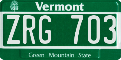 VT license plate ZRG703