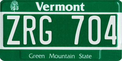 VT license plate ZRG704