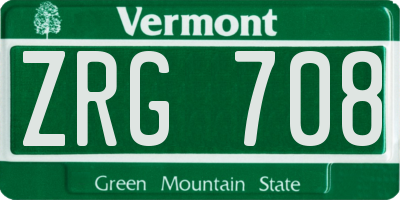 VT license plate ZRG708