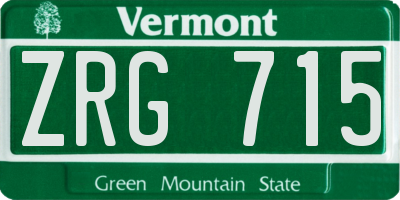 VT license plate ZRG715