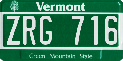 VT license plate ZRG716