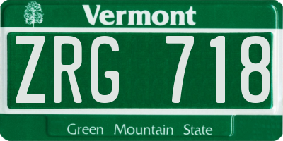 VT license plate ZRG718