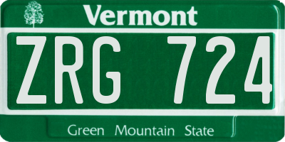 VT license plate ZRG724