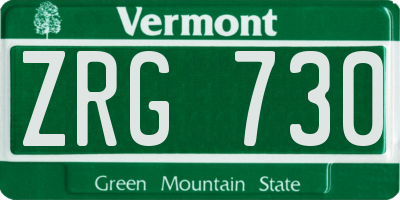 VT license plate ZRG730