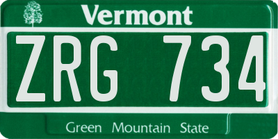 VT license plate ZRG734