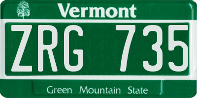 VT license plate ZRG735
