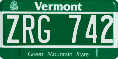 VT license plate ZRG742