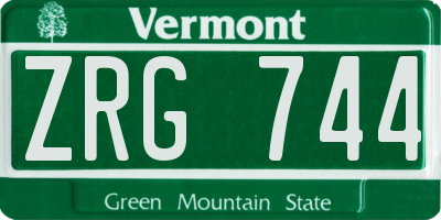 VT license plate ZRG744