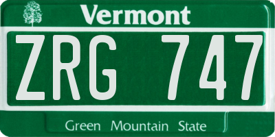 VT license plate ZRG747