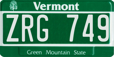 VT license plate ZRG749
