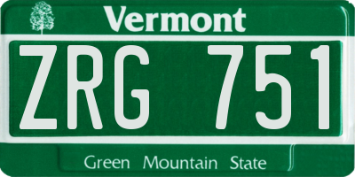 VT license plate ZRG751
