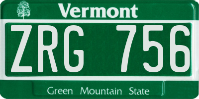 VT license plate ZRG756