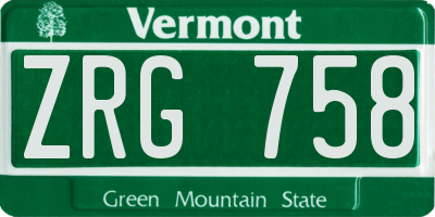 VT license plate ZRG758