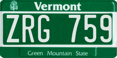 VT license plate ZRG759