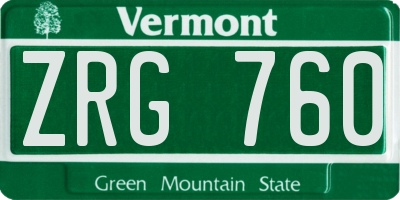 VT license plate ZRG760